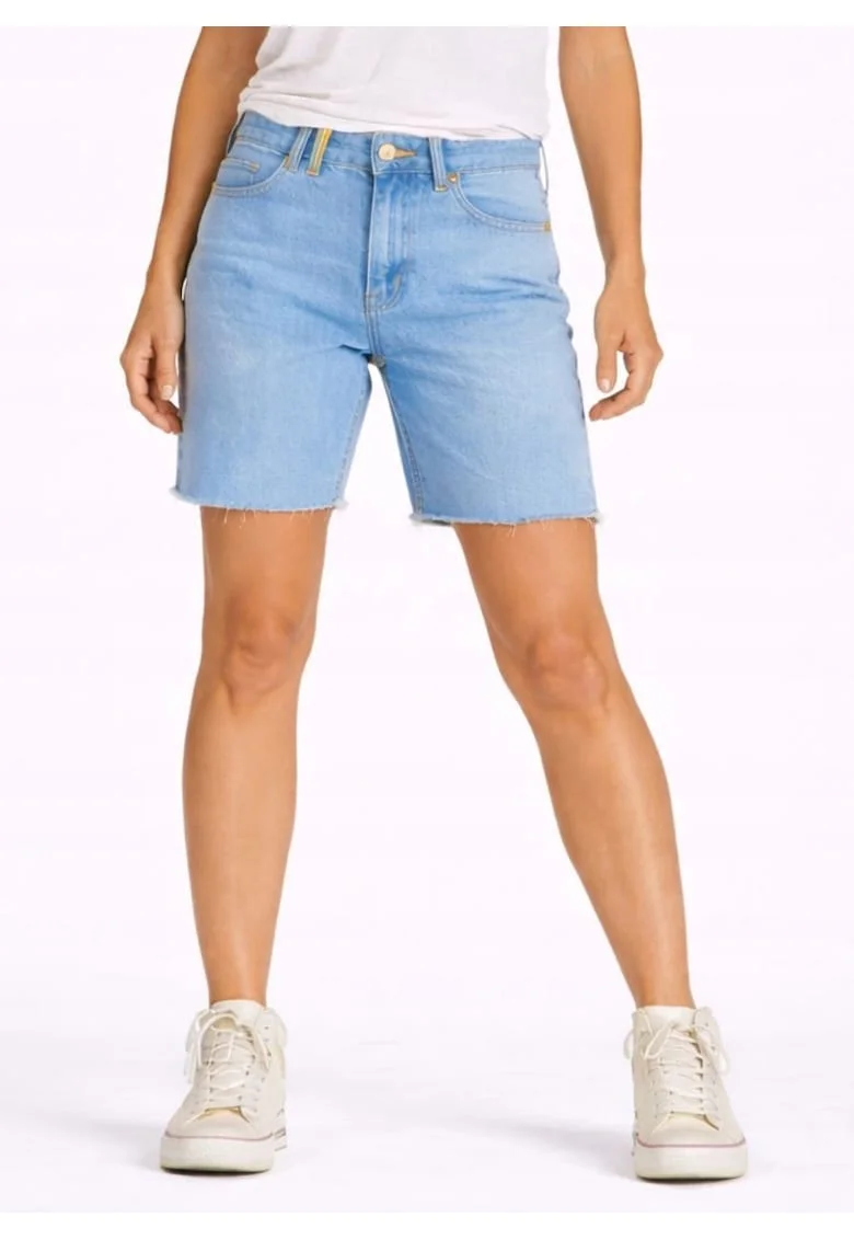 Pantaloni scurti dama,  13MWZ, albastru, bumbac, talie inalta,