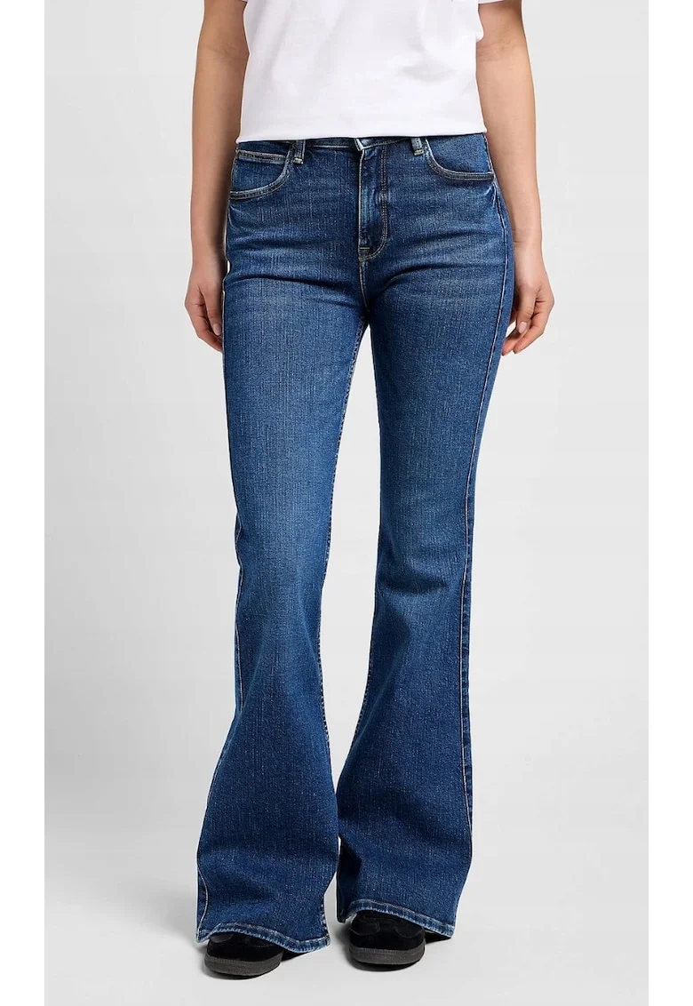 Blugi dama  Breese, evazati, talie inalta, bleumarin, denim elastic, bumbac/viscoza/elastan