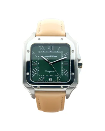 Ceas bărbați  Conqueror Emerald, cadran verde smarald, curea piele bej, inox