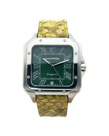 Ceas bărbați  Conqueror Emerald, cadran smarald, curea piele Toxic Lizard, inox