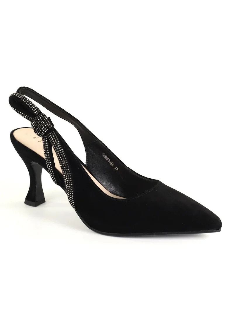 Pantofi dama decupati piele naturala H3CN800004A 01 I, Negru