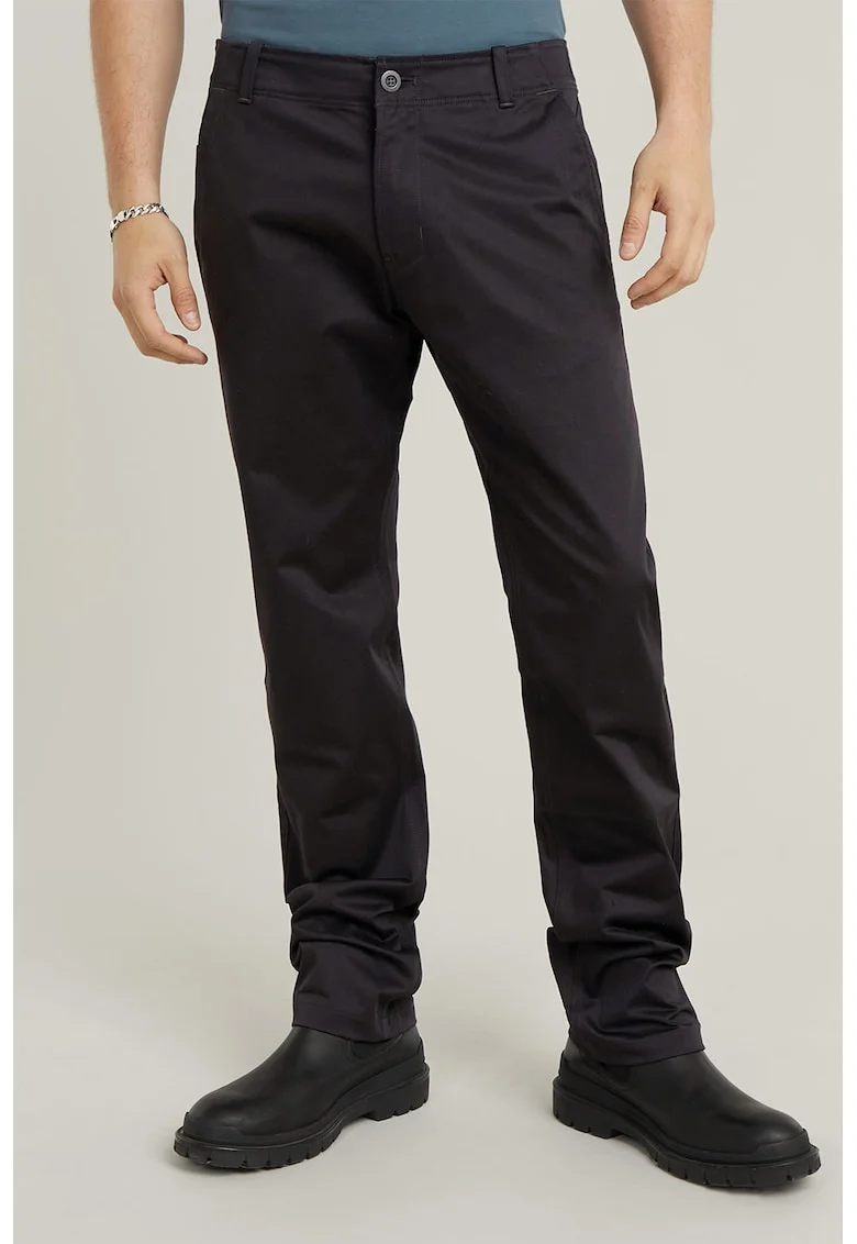 Pantaloni chino cu talie medie, Negru stins