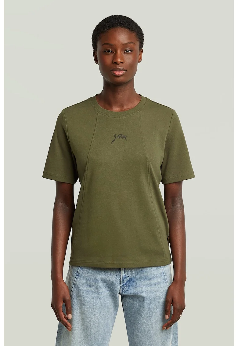 Tricou lejer din bumbac organic, Verde masliniu