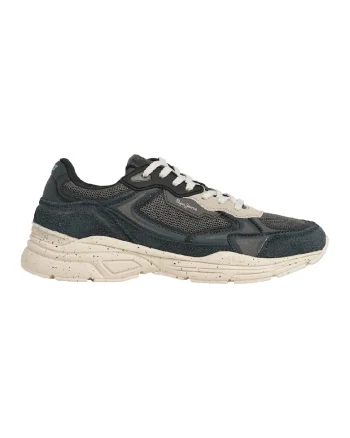 Pantofi sport din piele intoarsa cu insertii din plasa, Alb fildes/Gri carbune/Gri inchis
