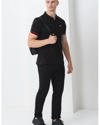 Tricou polo uni, Rosu/Negru/Alb optic