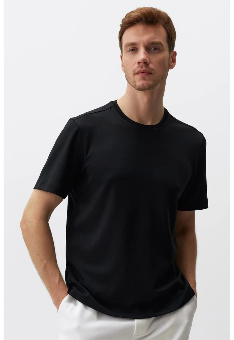 Tricou din amestec de modal cu decolteu la baza gatului