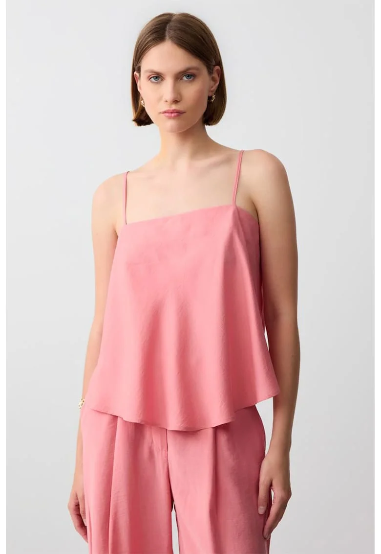 Bluza lejera cu decolteu patrat, Fucsia