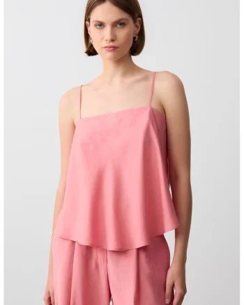 Bluza lejera cu decolteu patrat, Fucsia