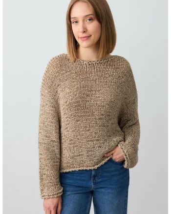 Pulover cu maneci cazute, Bej