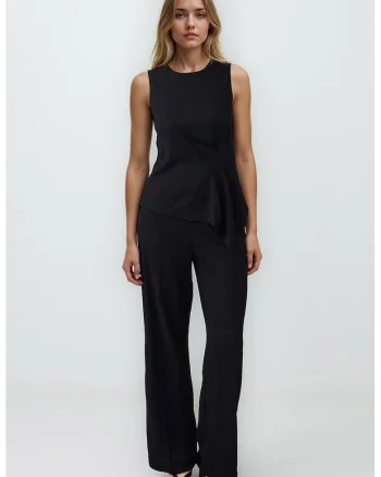 Pantaloni drepti cu talie inalta, Negru