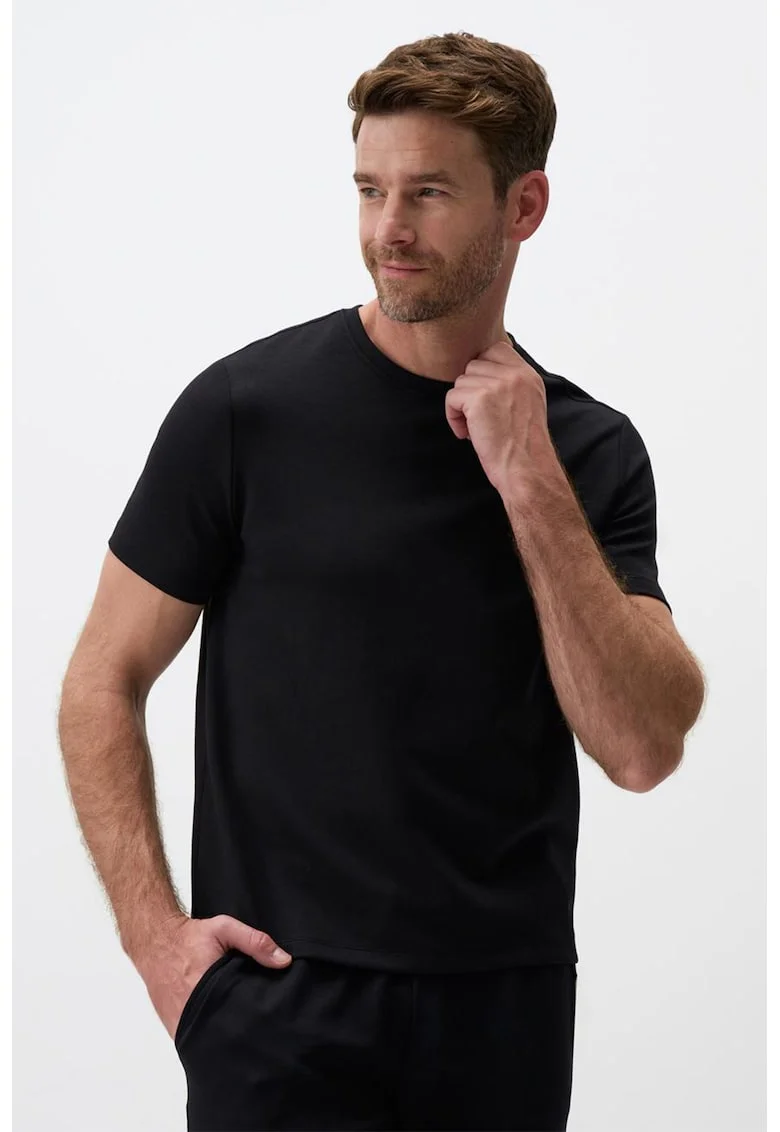 Tricou din amestec de modal cu decolteu la baza gatului