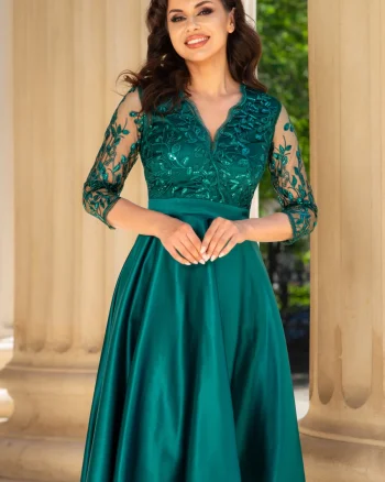 Rochie verde eleganta midi in clos Inna