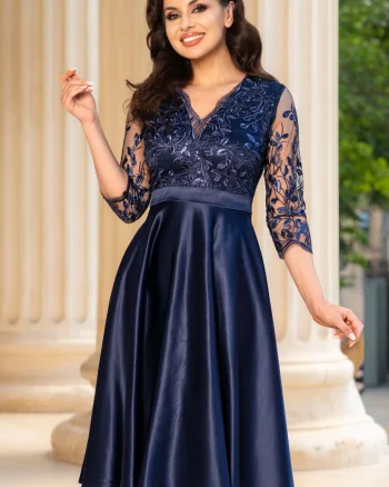 Rochie eleganta midi in clos Inna bleumarin