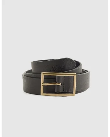 Curea din piele cu logo, Negru