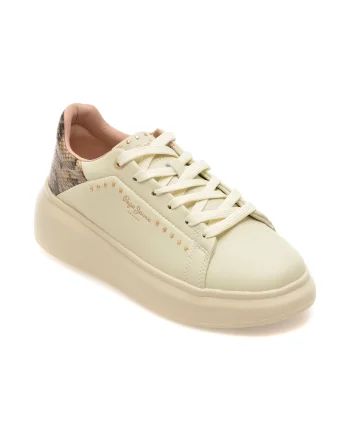 Pantofi sport PEPE JEANS crem, LS00022, din piele naturala