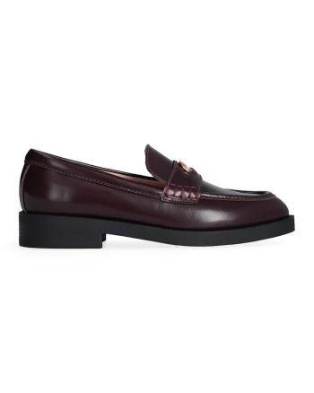 Pantofi loafer de piele cu logo metalic discret, Violet tyrian