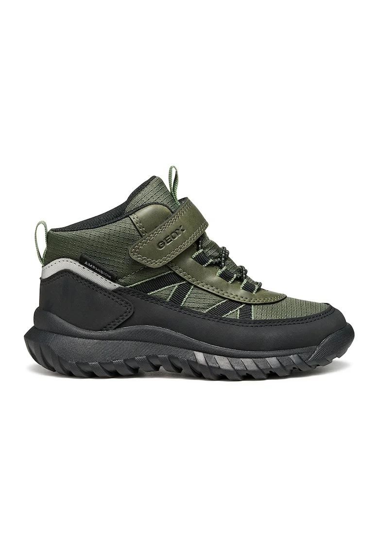 Pantofi sport impermeabili cu velcro, Negru stins/Kaki inchis