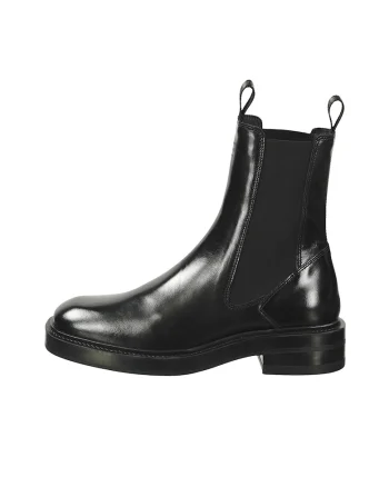Ghete Chelsea de piele cu logo, Negru