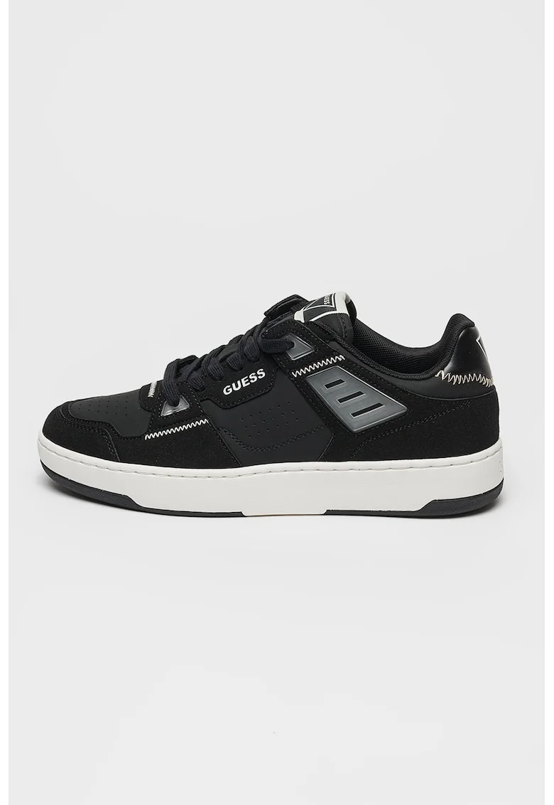 Pantofi sport de piele ecologica cu insertii de piele intoarsa sintetica, Negru