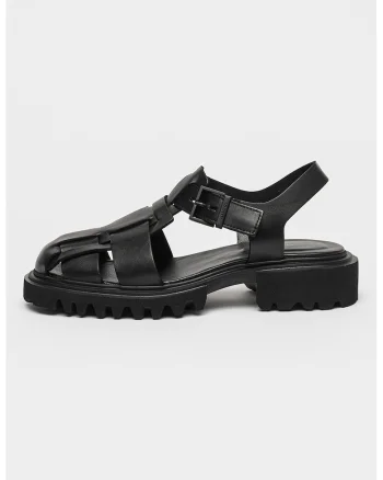 Sandale fisherman din piele Tess, Negru