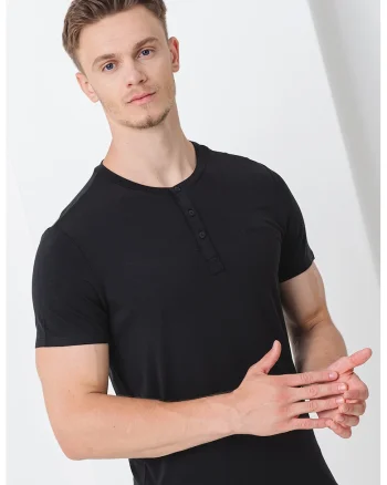 Tricou de pijama din amestec de modal, Negru