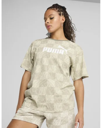 Tricou cu imprimeu logo si abstract, Bej deschis