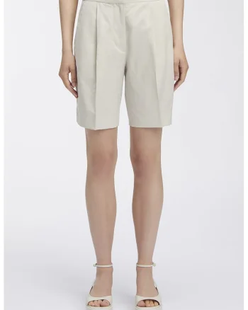 Pantaloni chino din amestec de in si lyocell, Crem