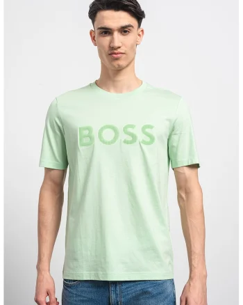 Tricou din bumbac cu imprimeu logo, Verde lime/Verde menta