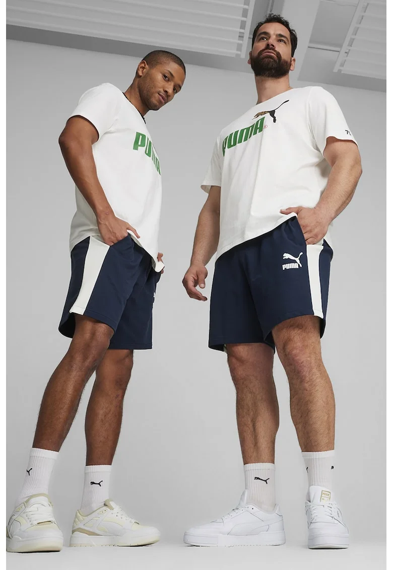 Pantaloni scurti din amestec de bumbac T7 Iconic, Bleumarin