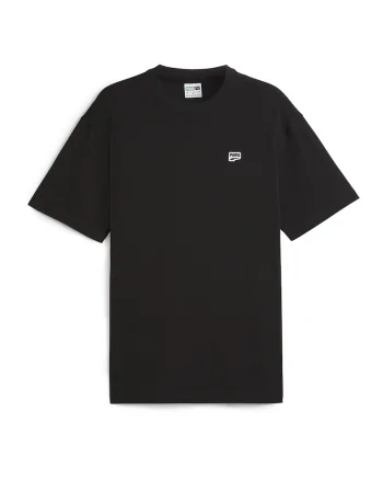 Tricou cu decolteu la baza gatului si model uni Downtown, Negru