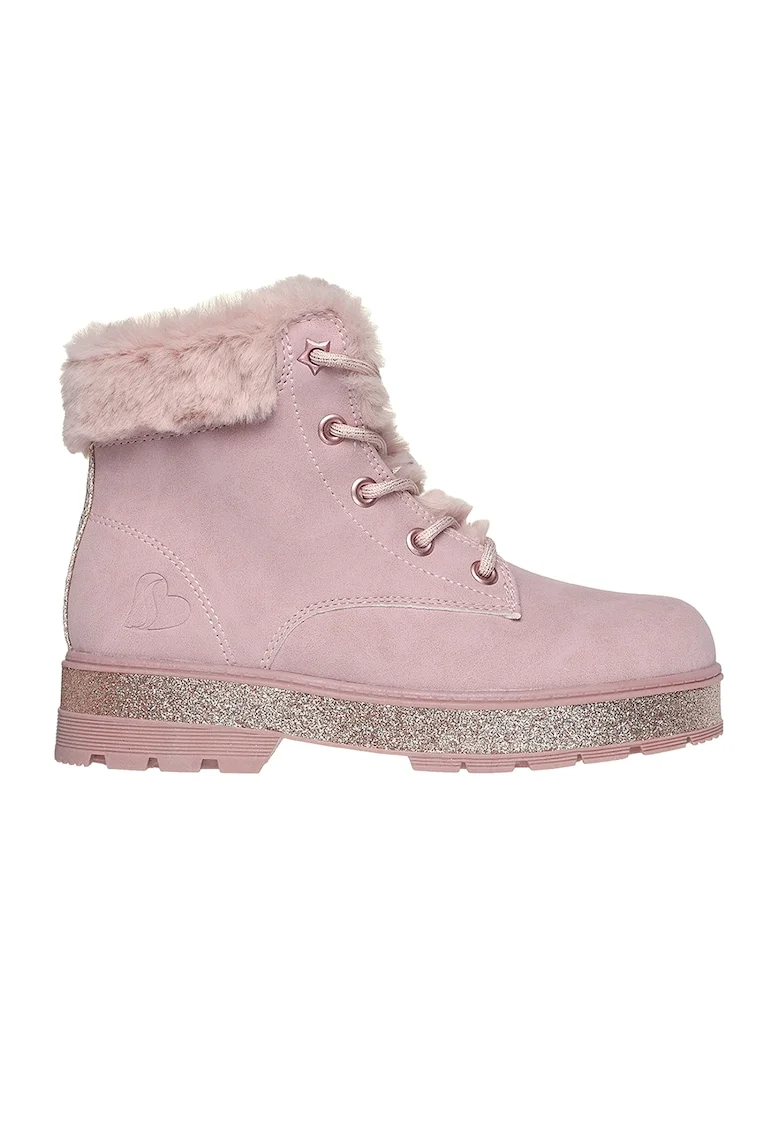 Ghete de piele ecologica cu garnituri de blana sintetica Street Glitz, Lila