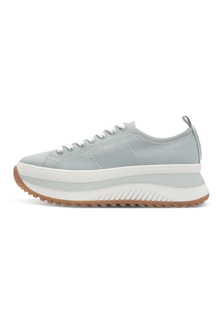 Pantofi sport flatform cu detaliu logo, Albastru pal