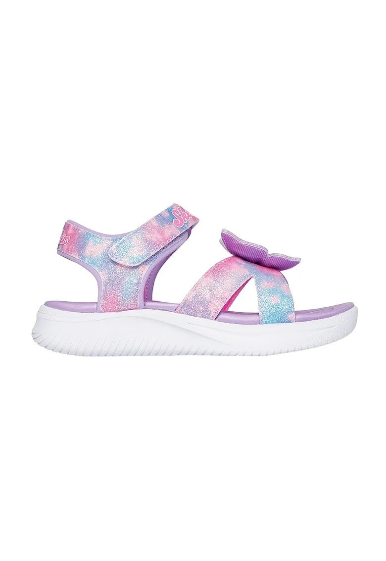 Sandale cu velcro Lights-Jumpsters, Albastru lavanda/Roz deschis