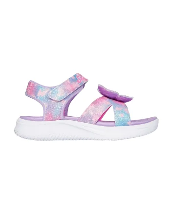 Sandale cu velcro Lights-Jumpsters, Albastru lavanda/Roz deschis