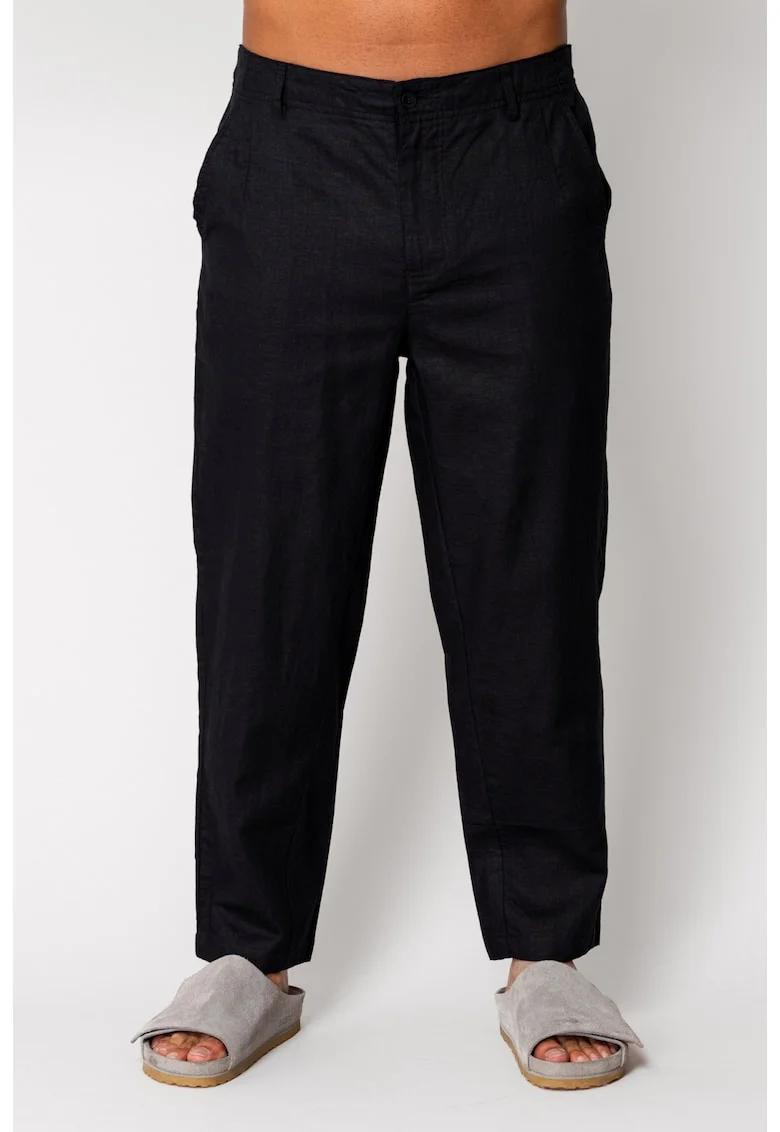 Pantaloni lung din IN cu nasture Black 17613, Negru