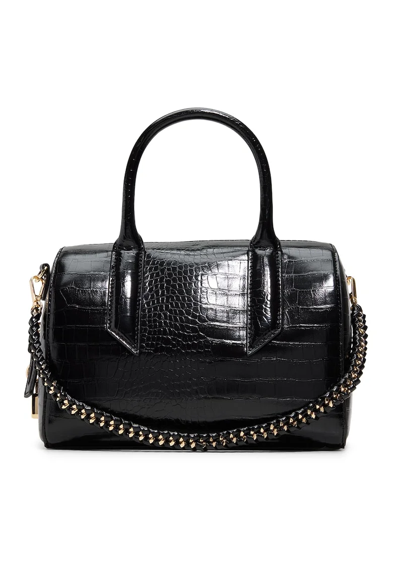 Geanta duffle din piele ecologica cu aspect de piele de crocodil Albalaerel, Negru