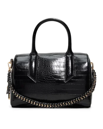 Geanta duffle din piele ecologica cu aspect de piele de crocodil Albalaerel, Negru