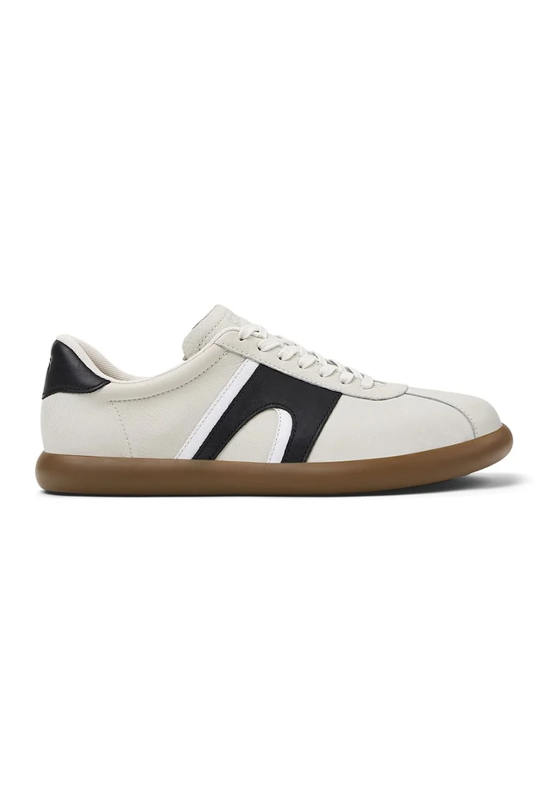 Pantofi sport Pelotas Soller din piele si piele nabuc, Alb/Negru/Bej