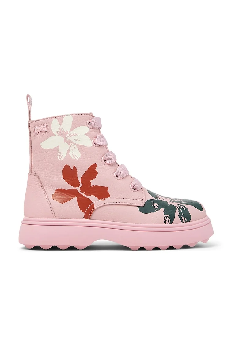 Ghete de piele Norte Twins 479, Rosu/Roz pastel/Verde englez