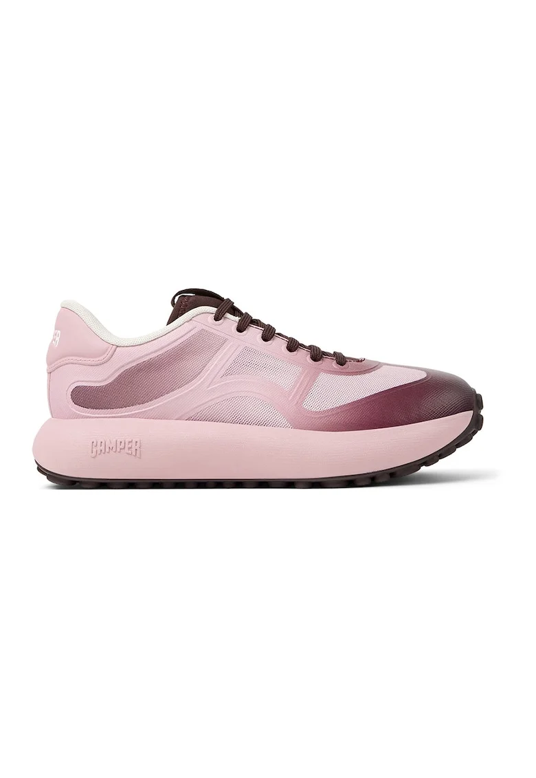 Pantofi sport din plasa cu insertii din material sintetic, Roz deschis/Violet pruna