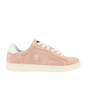 Pantofi sport de piele intoarsa cu detalii logo1, Roz pastel