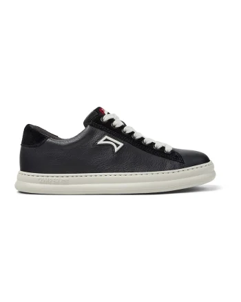 Pantofi sport din piele, Negru/Alb optic