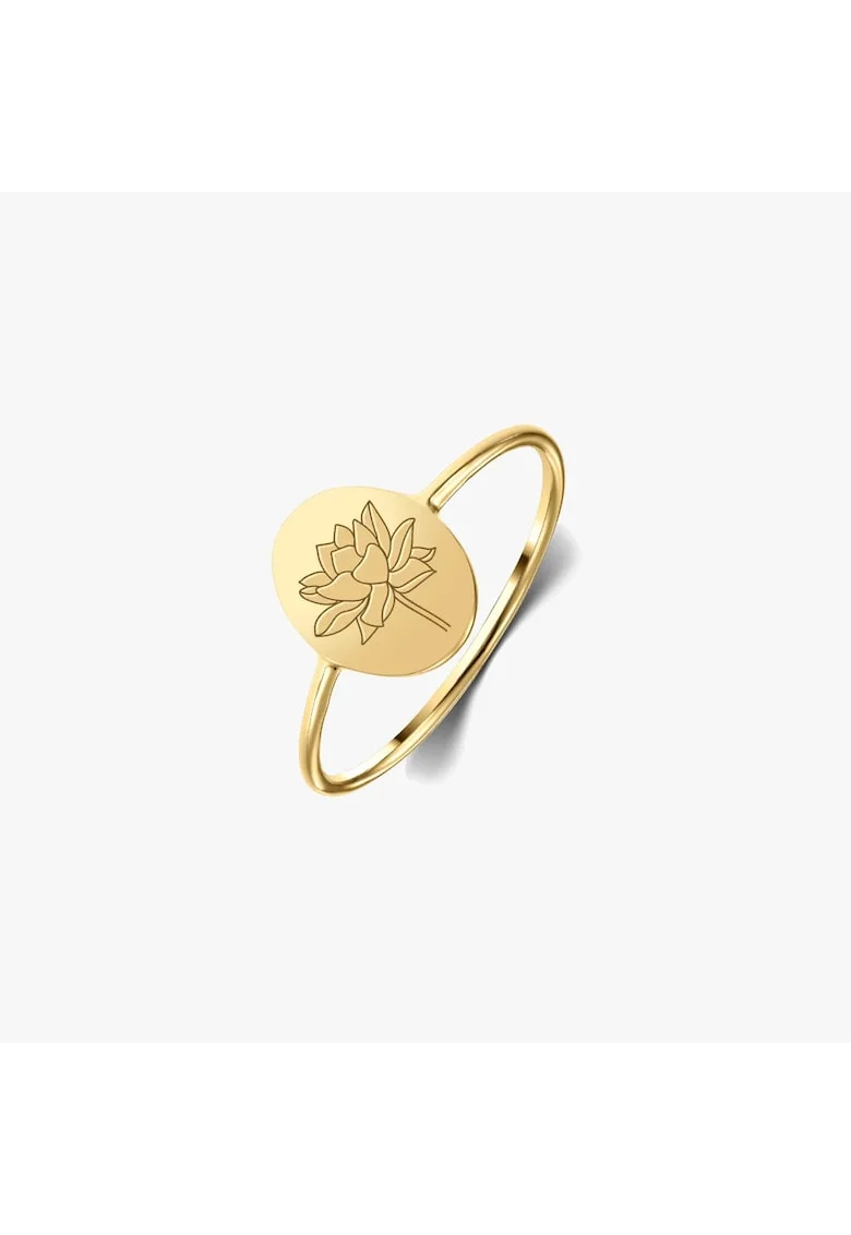 Inel din argint Birth Flower Golden - July Lotus