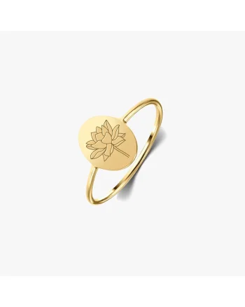 Inel din argint Birth Flower Golden - July Lotus