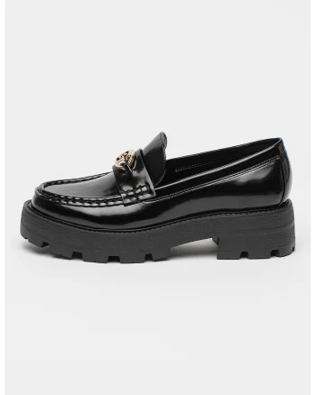 Pantofi loafer cu logo, Negru