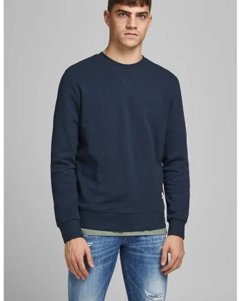 Bluza sport regular fit cu decolteu la baza gatului Basic, Bleumarin