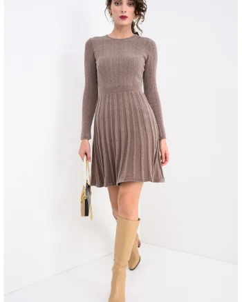 Rochie-pulover cu pliuri, Maro deschis