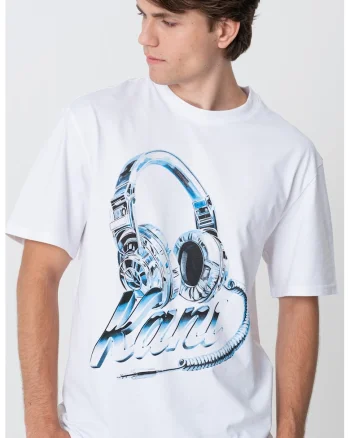 Tricou cu imprimeu grafic, Alb/Albastru azur