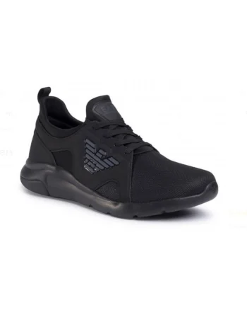 Pantofi sport wedge cu logo distinctiv, Negru
