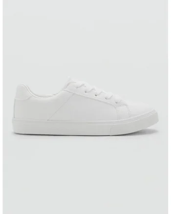 Pantofi sport low-cut de piele ecologica, Alb